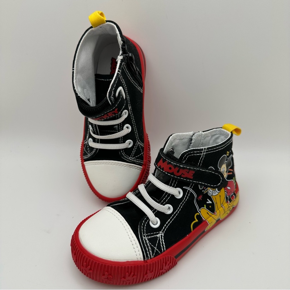 Disney Junior Mickey Mouse & Pluto High top Zip Sneakers Toddler Sz 9 - Picture 3 of 11